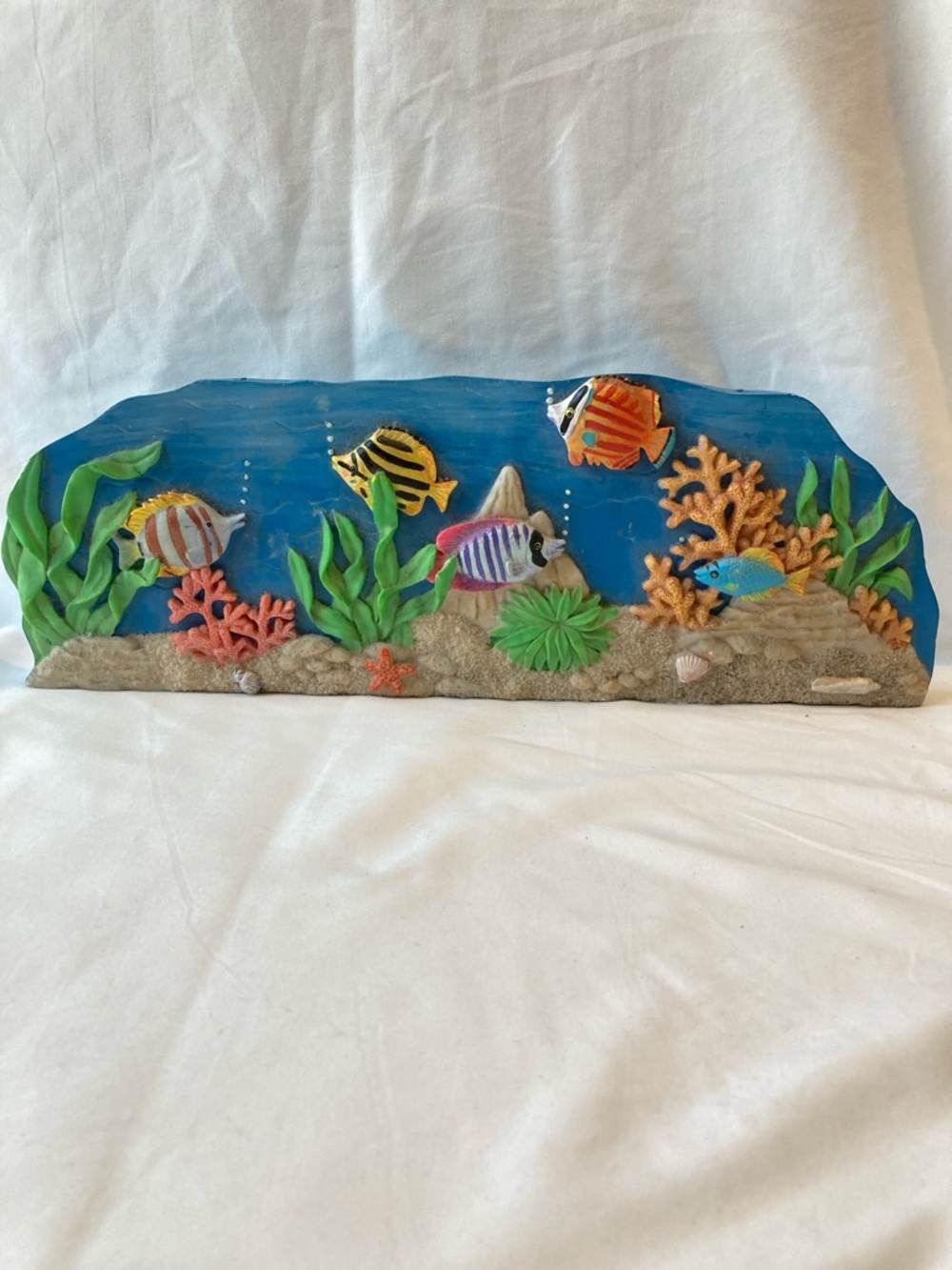 Vintage Aquarium Wall Decor Tile Plate 3D Underwater Scene Fish Tank Backdrop